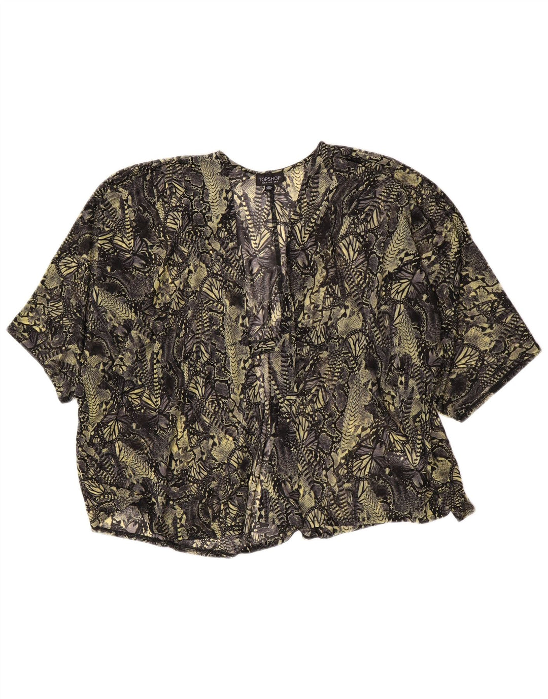 Topshop feminino transparente cardigan top UK 8 pequeno multicolorido