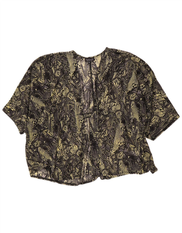 Topshop feminino transparente cardigan top UK 8 pequeno multicolorido