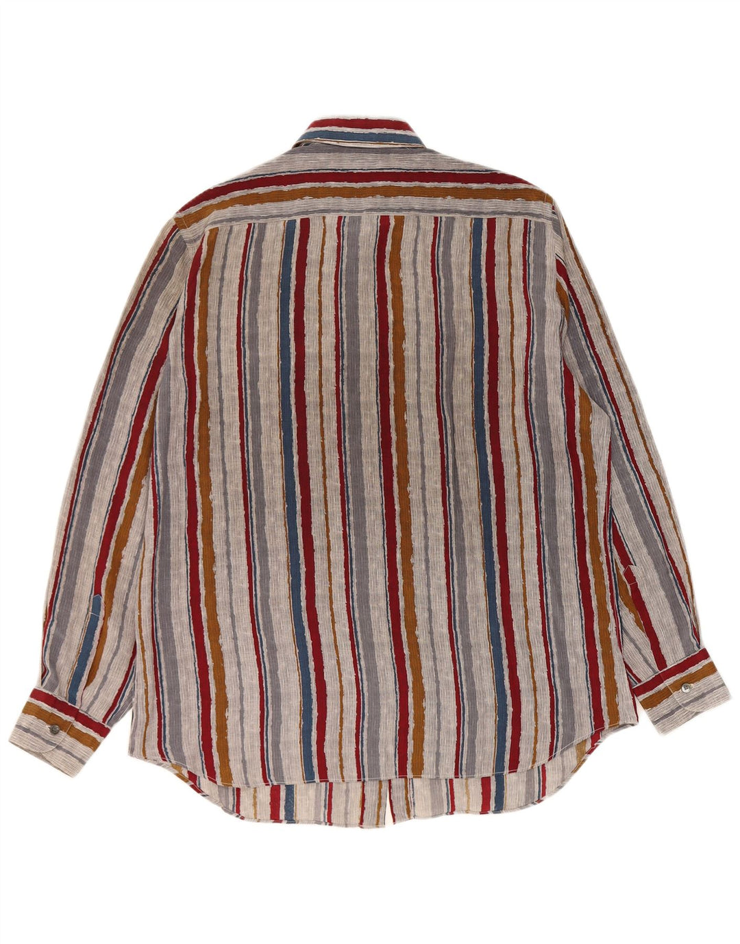Camisa masculina vintage tamanho 42 seda listrada grande multicolorida