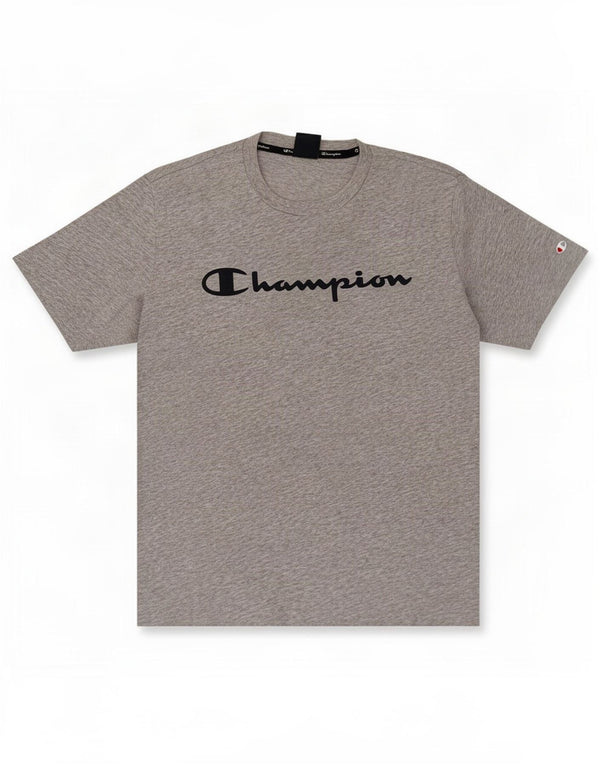 Camiseta masculina estampada Champion grande cinza manchado