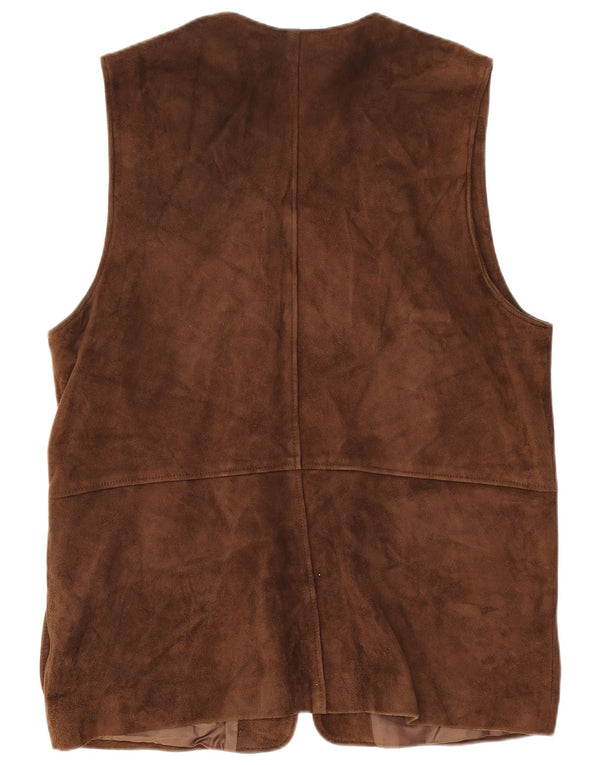 Colete masculino vintage de camurça IT 42 XL couro marrom