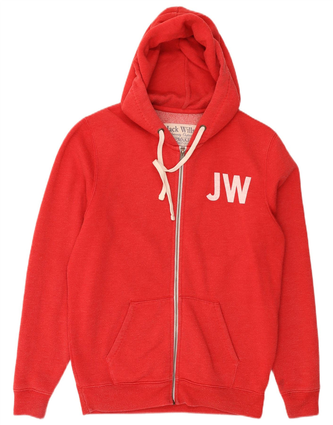 Jack Wills Suéter masculino com capuz e zíper gráfico pequeno algodão vermelho