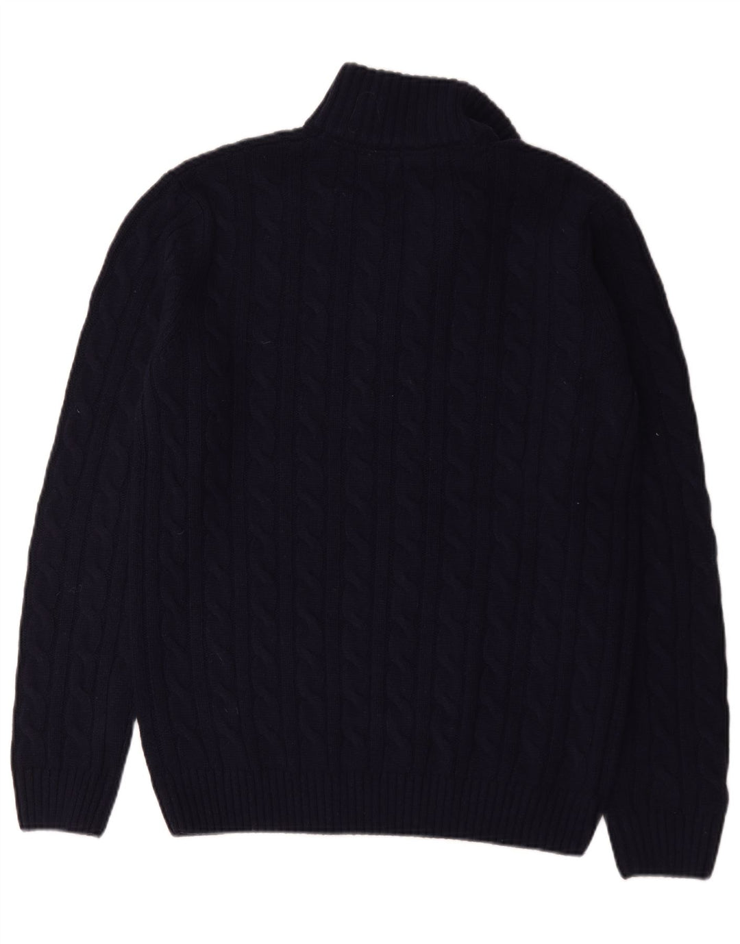 Suéter masculino Boden com zíper e gola alta de lã azul marinho médio