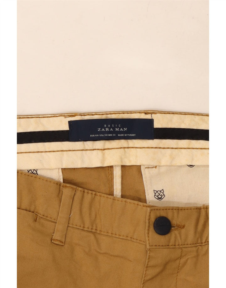 ZARA Calça Chino Masculina Reta EU 44 Grande W34 L32 Bege