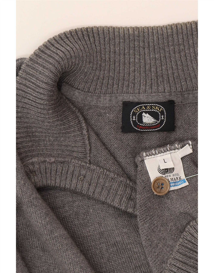 Suéter masculino Sea & Sky com gola redonda e lã cinza grande