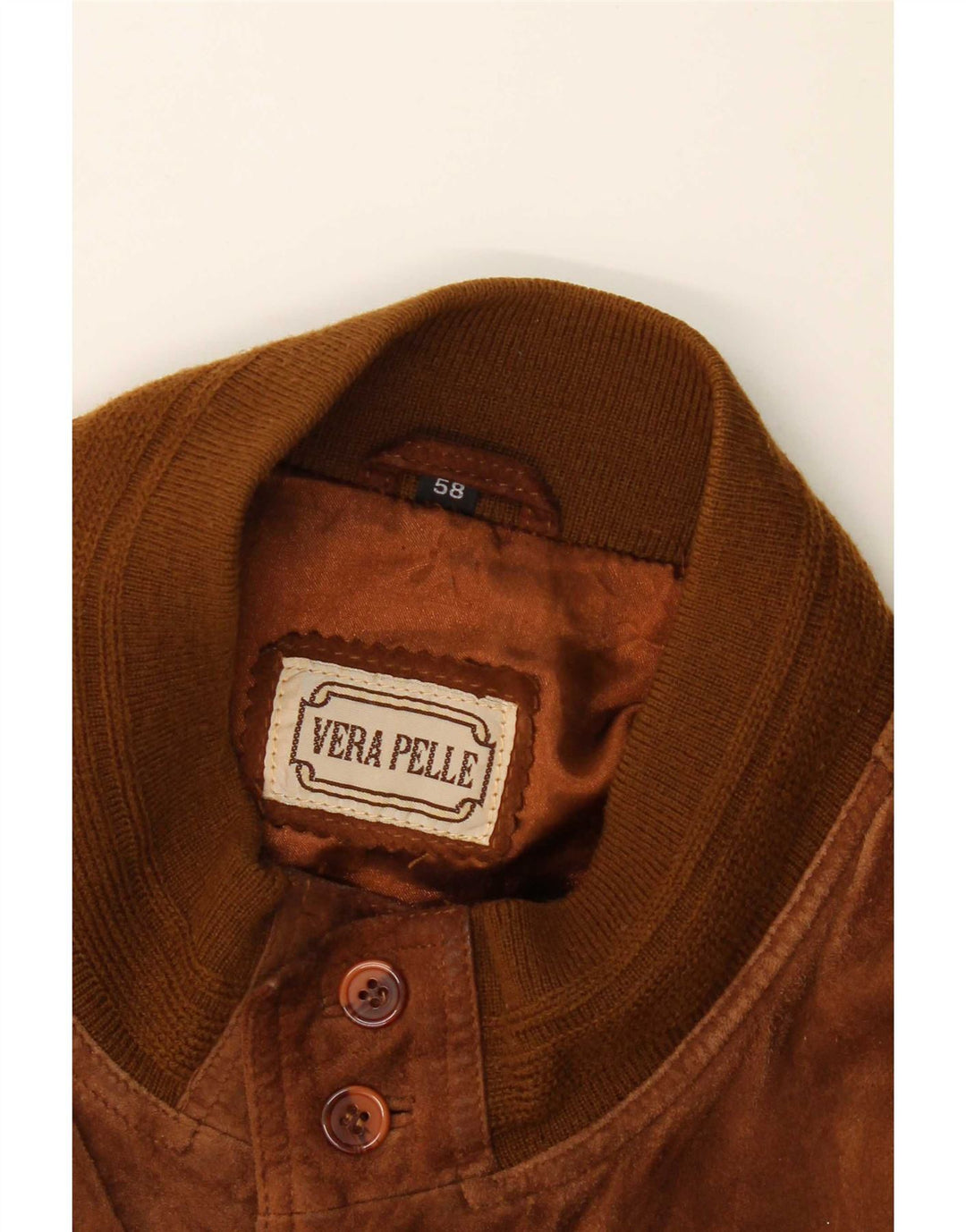 Jaqueta bomber masculina vintage de camurça IT 58 4XL couro marrom