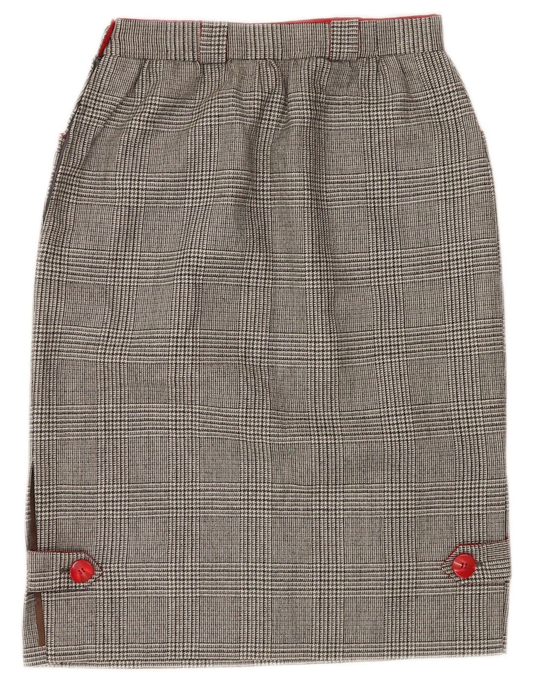 Saia reta feminina VINTAGE W26 pequena cinza houndstooth
