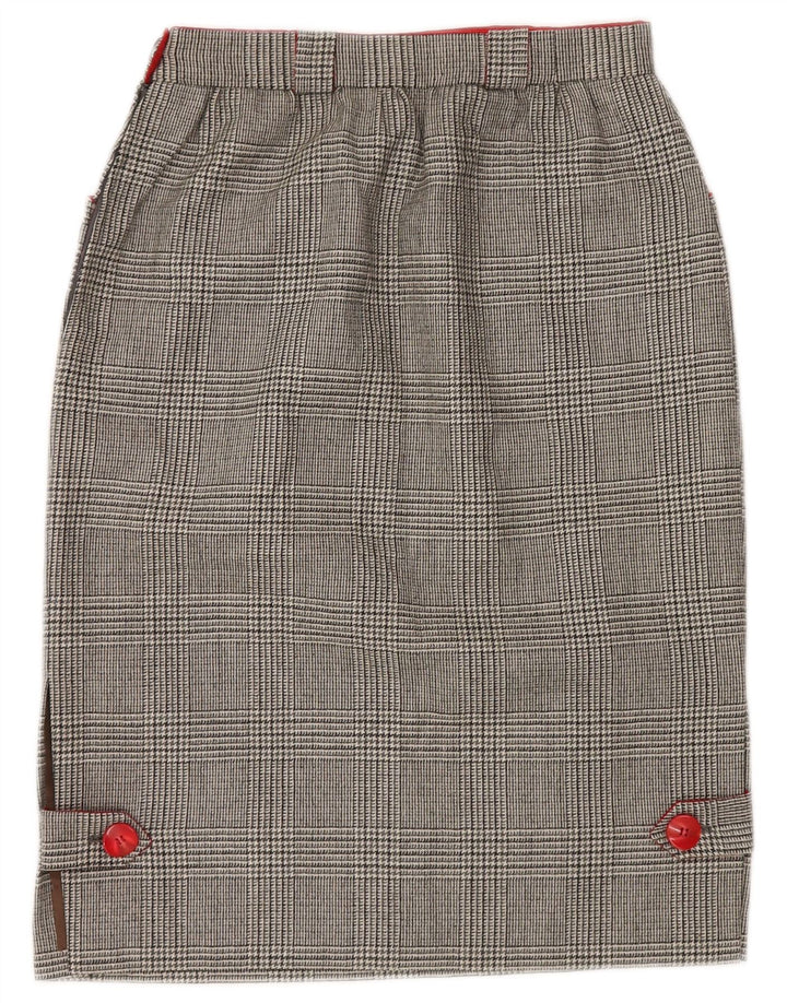 Saia reta feminina VINTAGE W26 pequena cinza houndstooth