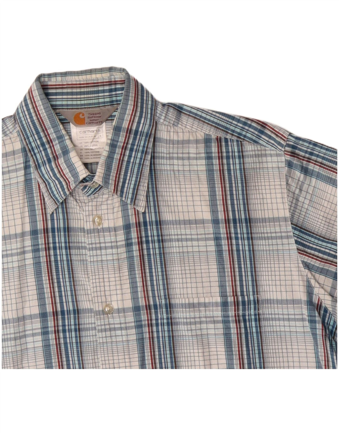 Camisa masculina de manga curta CARHARTT grande algodão xadrez azul