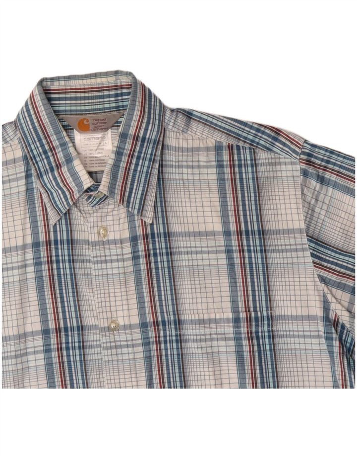 Camisa masculina de manga curta CARHARTT grande algodão xadrez azul