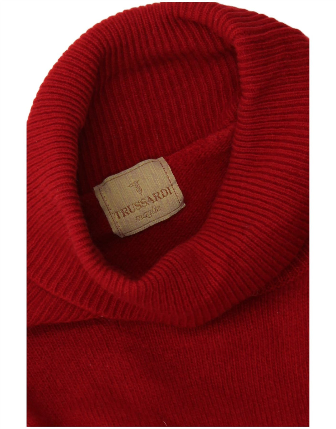 Suéter feminino Trussardi com gola redonda Reino Unido 12 médio vermelho