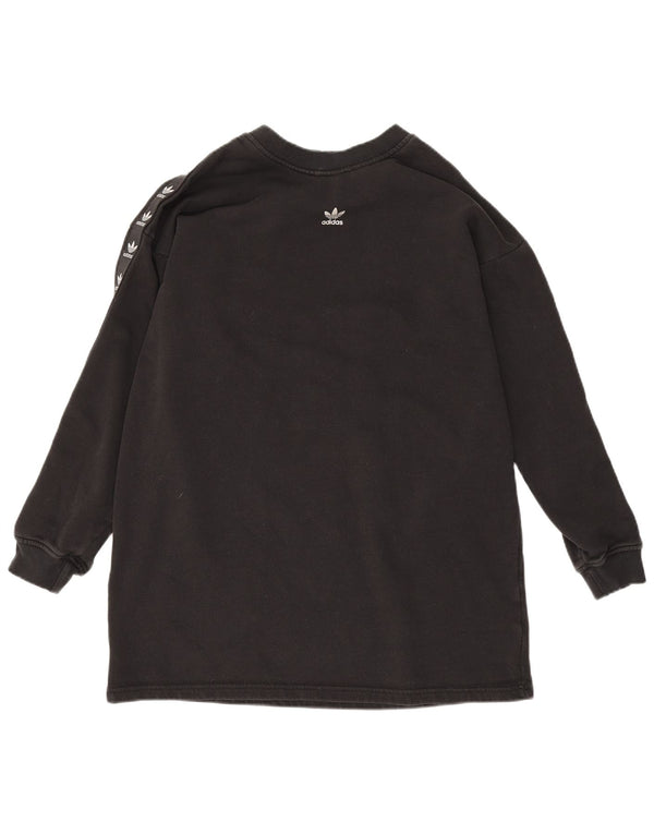 Adidas Womens Longline Graphic Moletom Jumper Reino Unido 12 Médio Algodão Preto