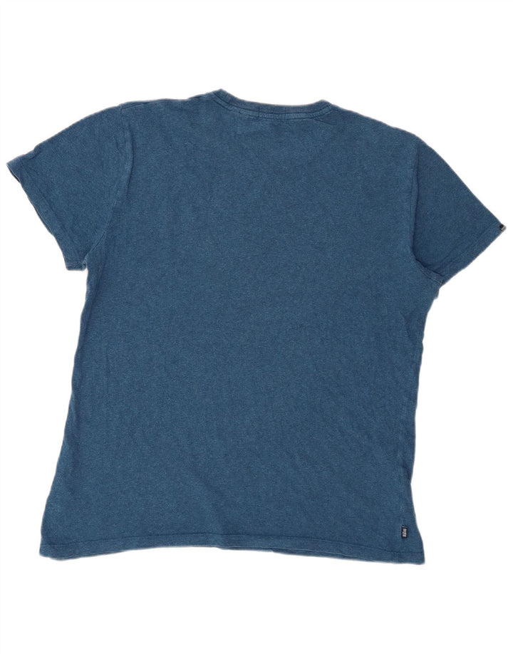 Camiseta masculina Superdry Top grande algodão manchado azul