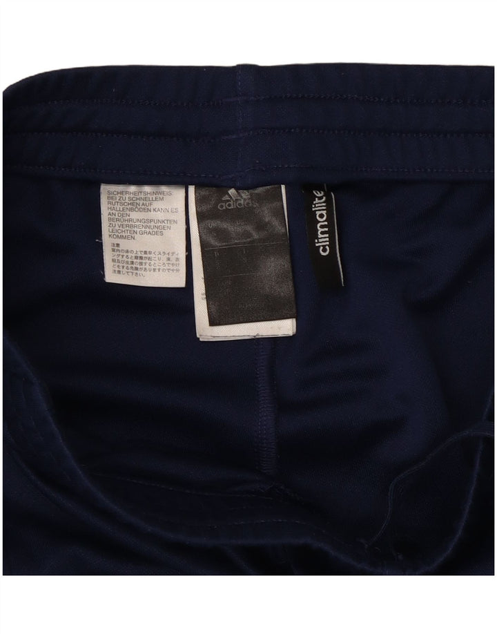 Calça de treino masculina Adidas Climalite pequena azul marinho poliéster
