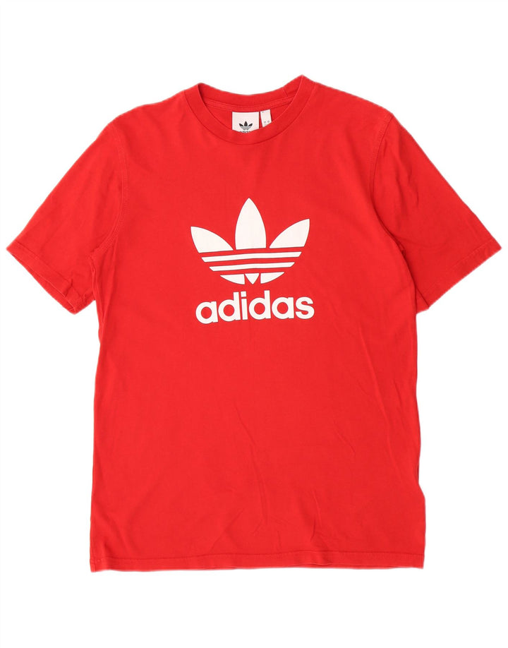 Adidas Mens Graphic T-Shirt Top Pequeno Algodão Vermelho