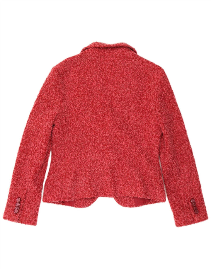 Jaqueta blazer feminina com 2 botões ZARA EU 42 grande acrílico manchado vermelho