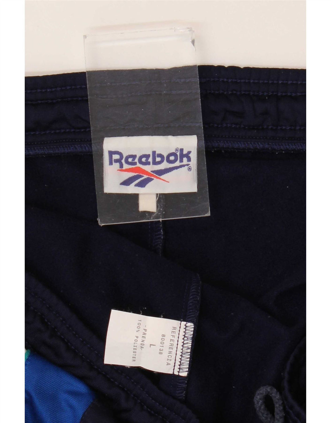 Calça de treino masculina Reebok grande azul marinho colorblock poliéster