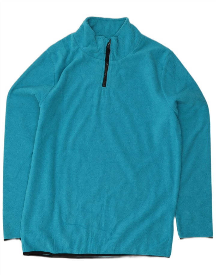 Suéter masculino de lã com gola e zíper Here & There poliéster azul médio