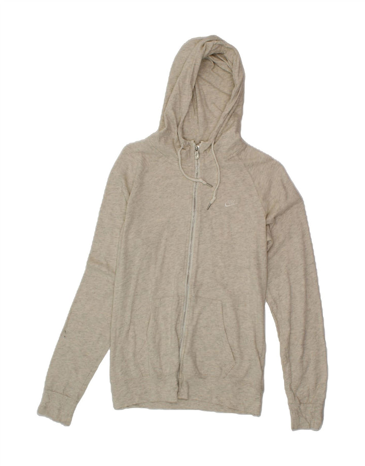NIKE Womens Zip Hoodie Sweater UK 14 Large Grey Flecked Cotton Vintage Nike and Second-Hand Nike from Messina Hembry 