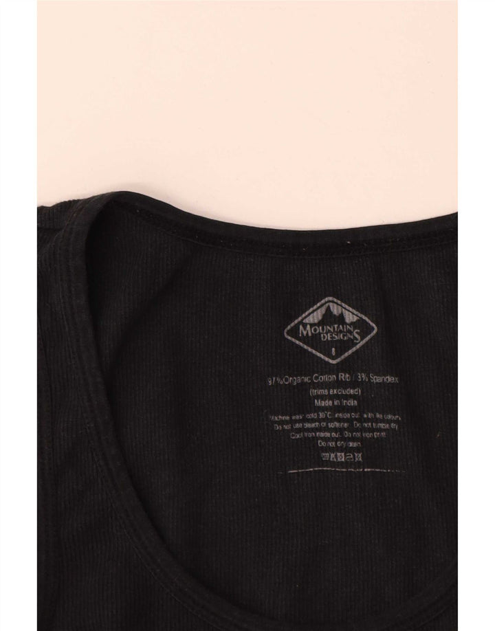 Colete feminino Mountain Designs UK 8 pequeno algodão preto