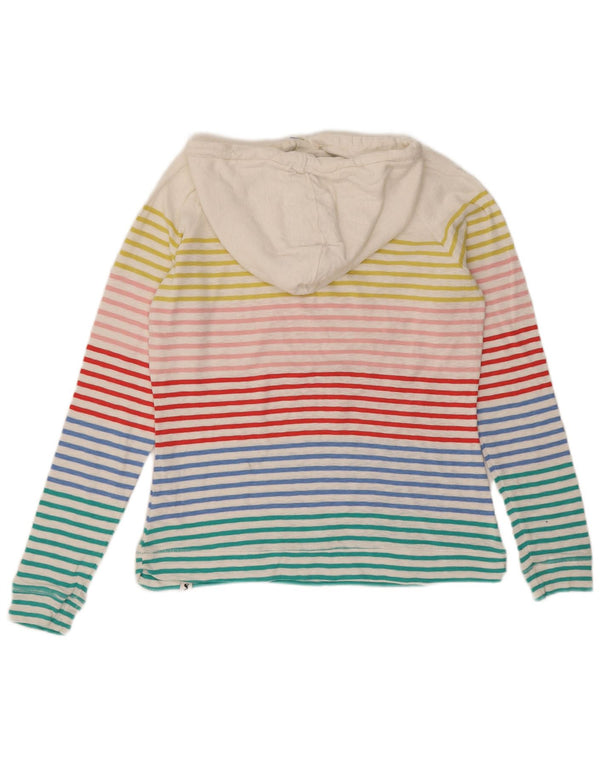 Joules moletom com capuz feminino UK 14 médio algodão listrado multicolorido
