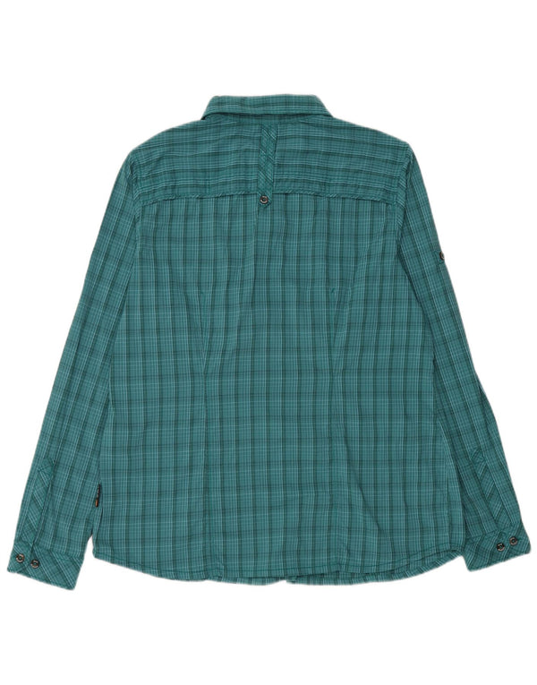Camisa feminina Jack Wolfskin Slim Fit UK 18 XL verde xadrez poliamida