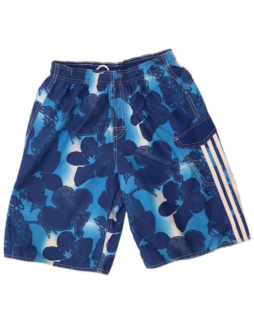 Shorts de natação masculino Adidas pequeno azul floral poliéster