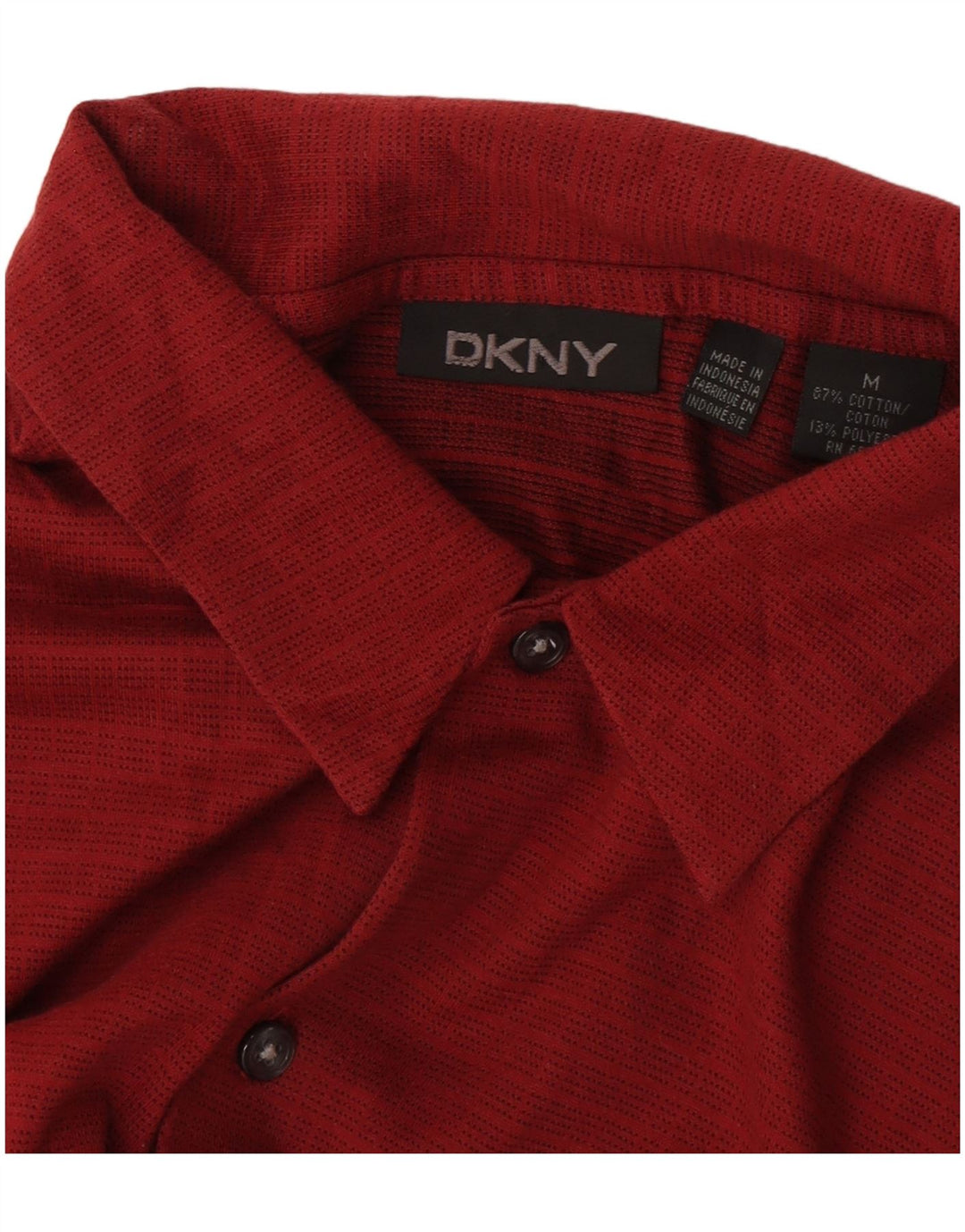 Camisa masculina de manga curta Dkny de algodão geométrico vermelho médio