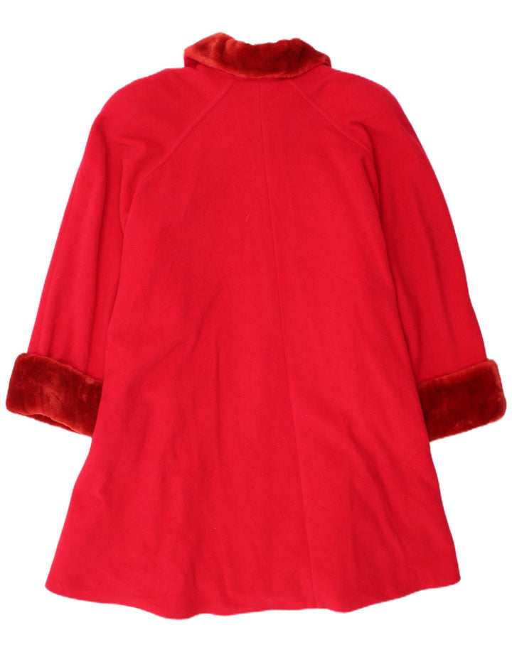 Sobretudo feminino vintage UK 20 2XL lã virgem vermelha