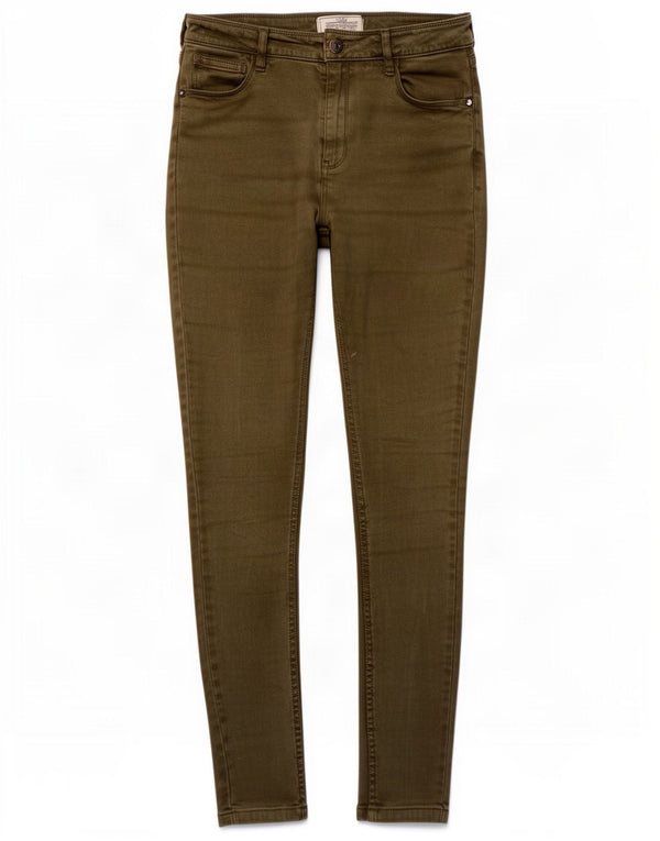 Calça jeans skinny feminina Fat Face UK 8 pequena W28 L27 algodão cáqui