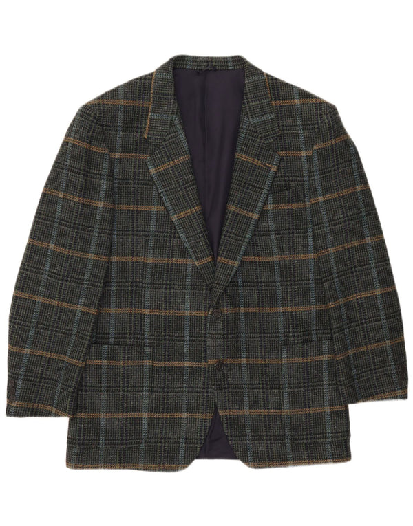 Jaqueta blazer masculina de 2 botões Nino Cerruti IT 54 2XL lã xadrez verde