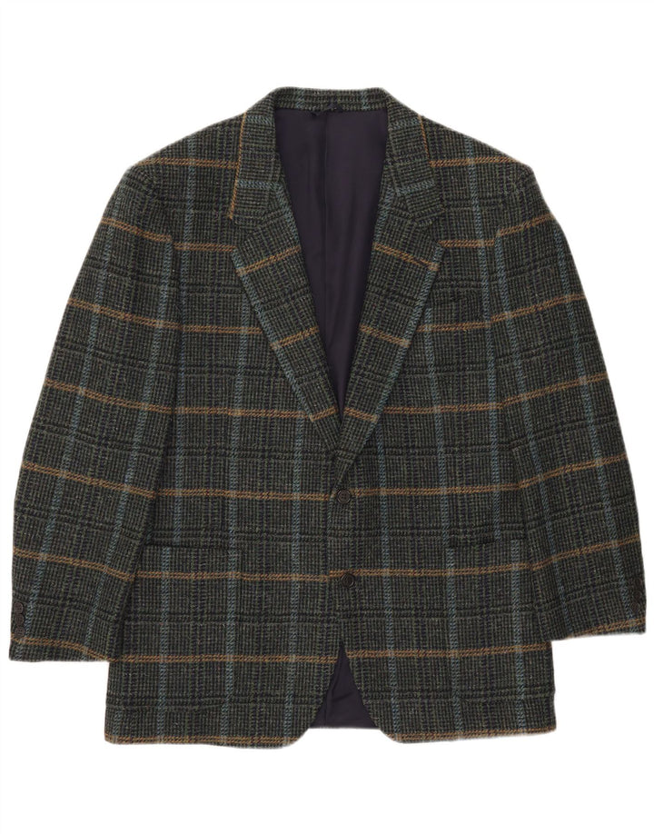 Jaqueta blazer masculina de 2 botões Nino Cerruti IT 54 2XL lã xadrez verde