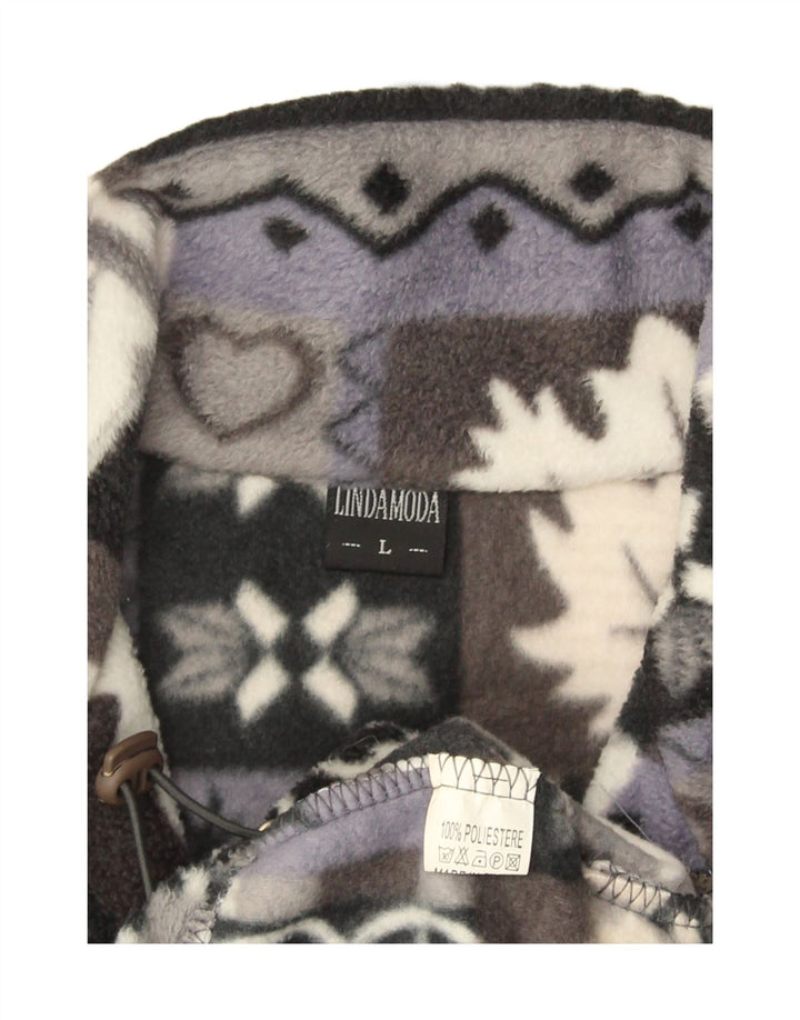 Jaqueta de lã masculina vintage Reino Unido 40 grande poliéster Grey Fair Isle