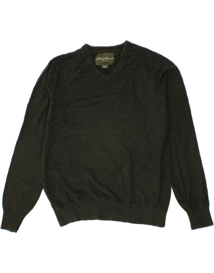 EDDIE BAUER Mens Seattle V-Neck Jumper Sweater Large Green Cotton Vintage Eddie Bauer and Second-Hand Eddie Bauer from Messina Hembry 