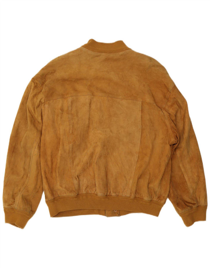 Jaqueta bomber masculina vintage de camurça IT 54 2XL couro marrom