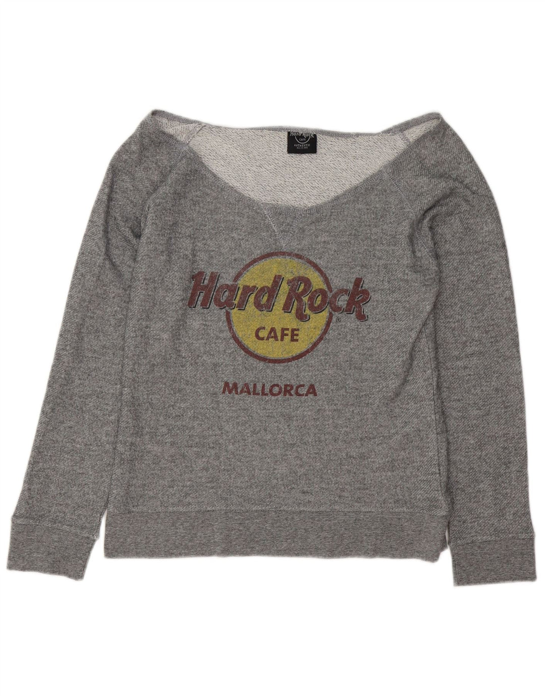 Suéter feminino Hard Rock Cafe sem ombro Reino Unido 16 grande cinza
