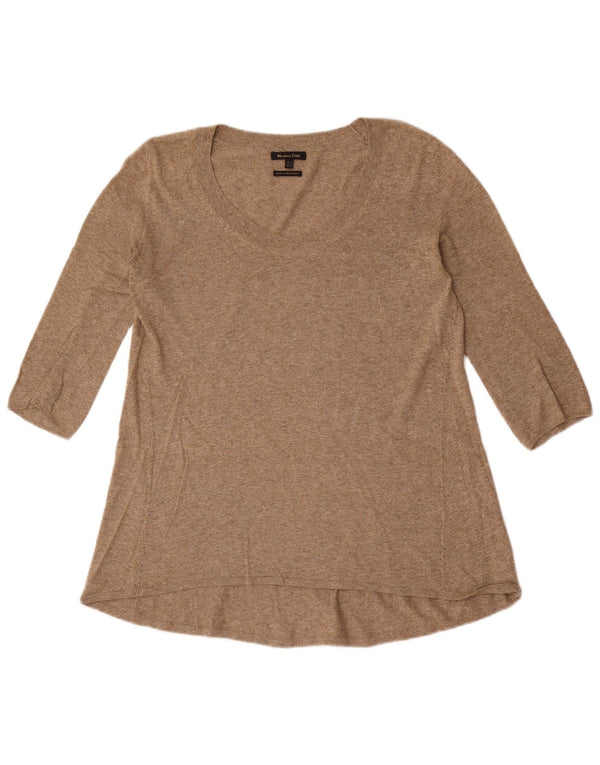 Top feminino Massimo Dutti manga 3/4 Reino Unido 10 pequeno marrom