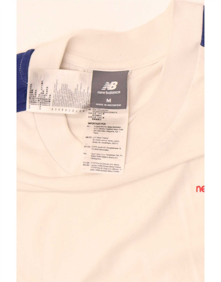 Camiseta masculina New Balance Top médio branco colorblock algodão