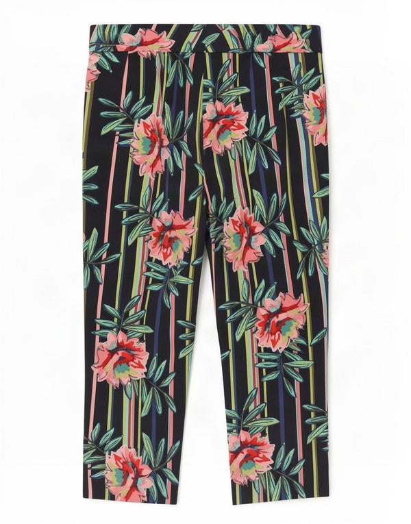 Calça Capri Feminina Marks & Spencer Gráfica Reino Unido 12 Médio W32 L22 Azul Marinho
