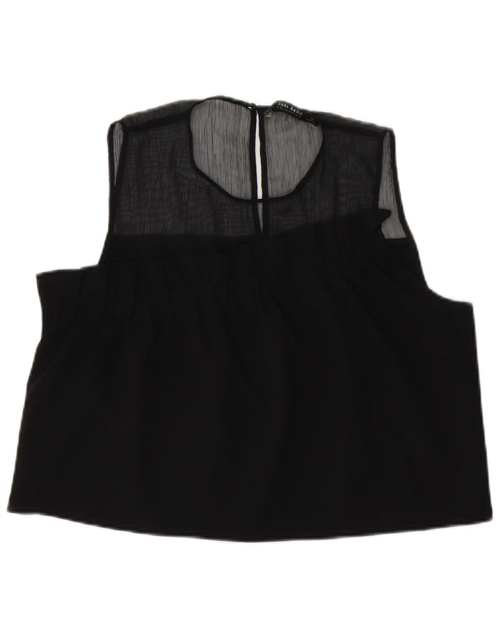 Blusa feminina sem mangas Zara Top UK 14 grande preto