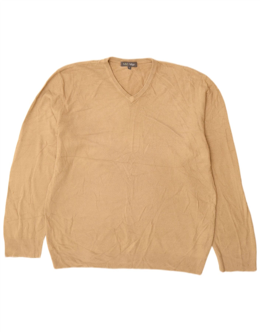 Suéter masculino Marks & Spencer com decote em V XL bege acrílico
