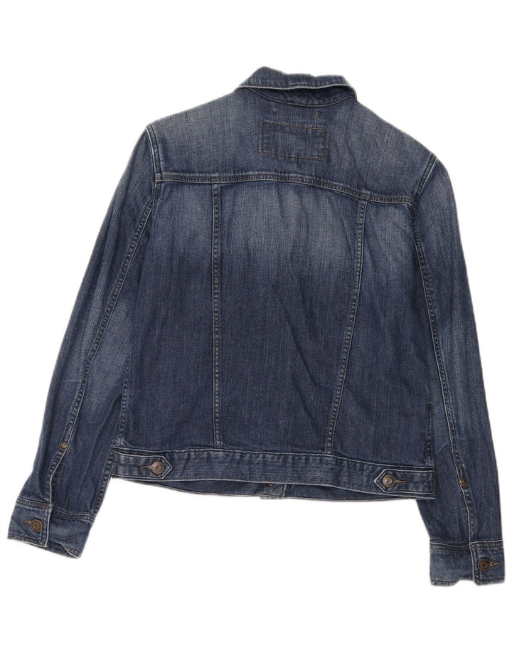 Jaqueta jeans feminina Eddie Bauer Reino Unido 14 algodão azul médio