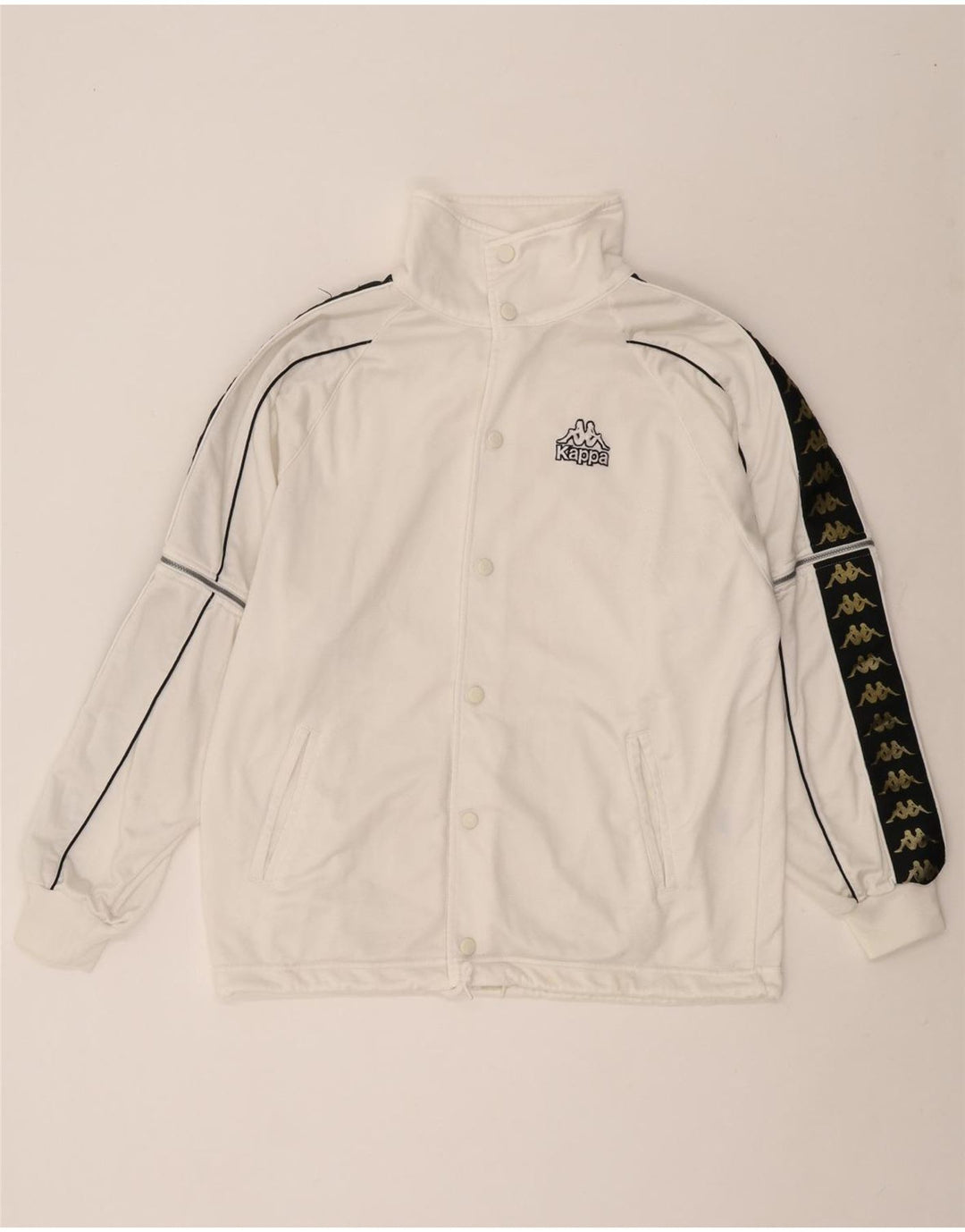 KAPPA Mens Graphic Tracksuit Top Jacket Médio Branco Colorblock Poliéster