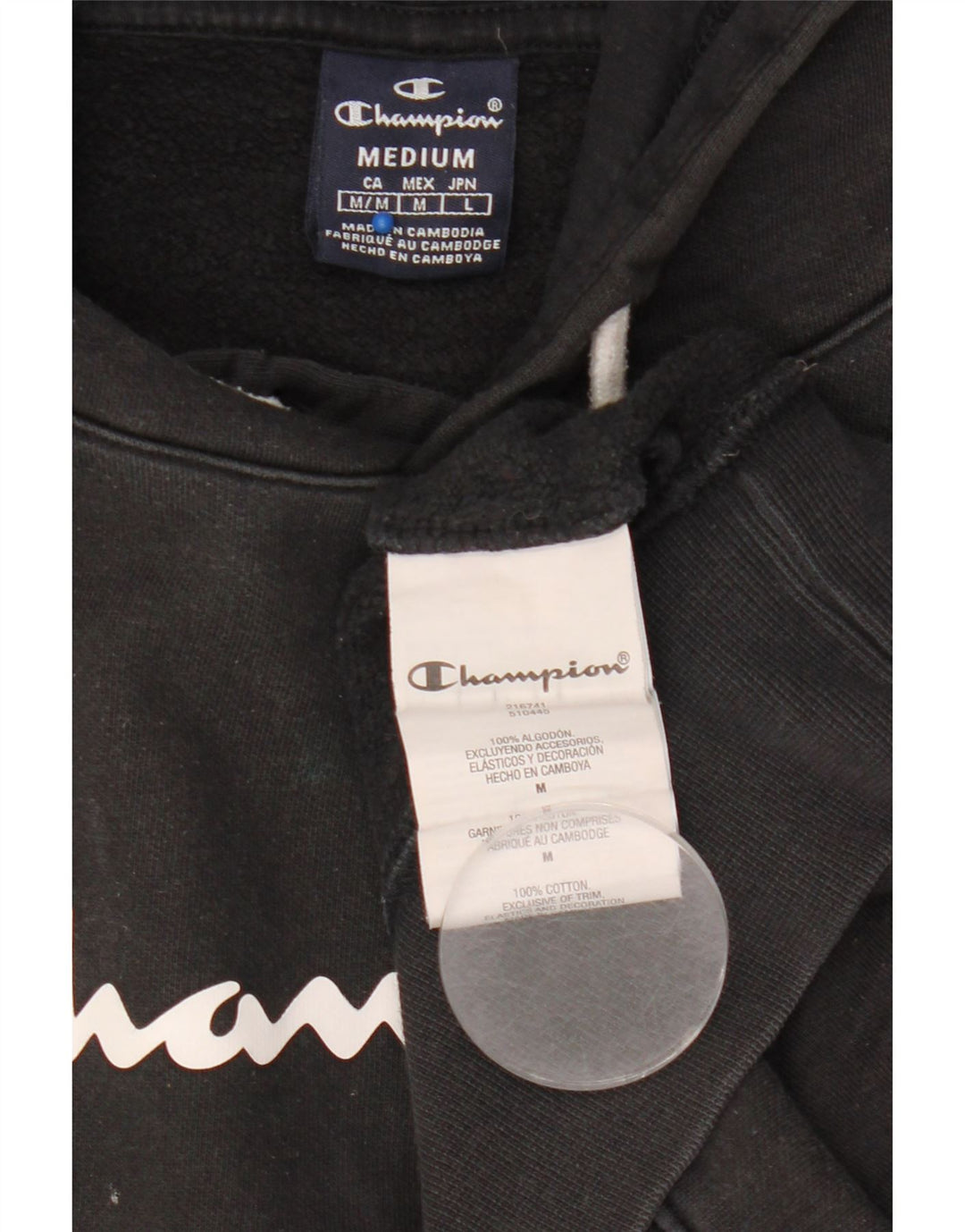 Jumper com capuz gráfico masculino Champion médio algodão preto