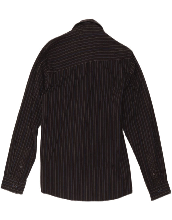Camisa masculina Quiksilver de algodão listrado preto médio