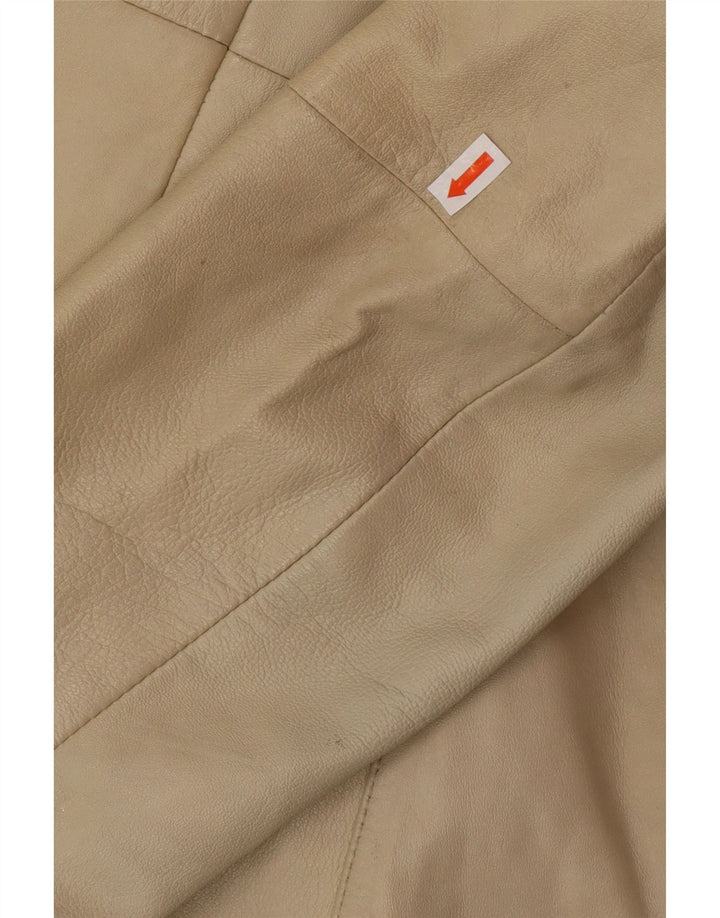 Casaco de couro feminino OLLY & CO Reino Unido 10 couro bege pequeno