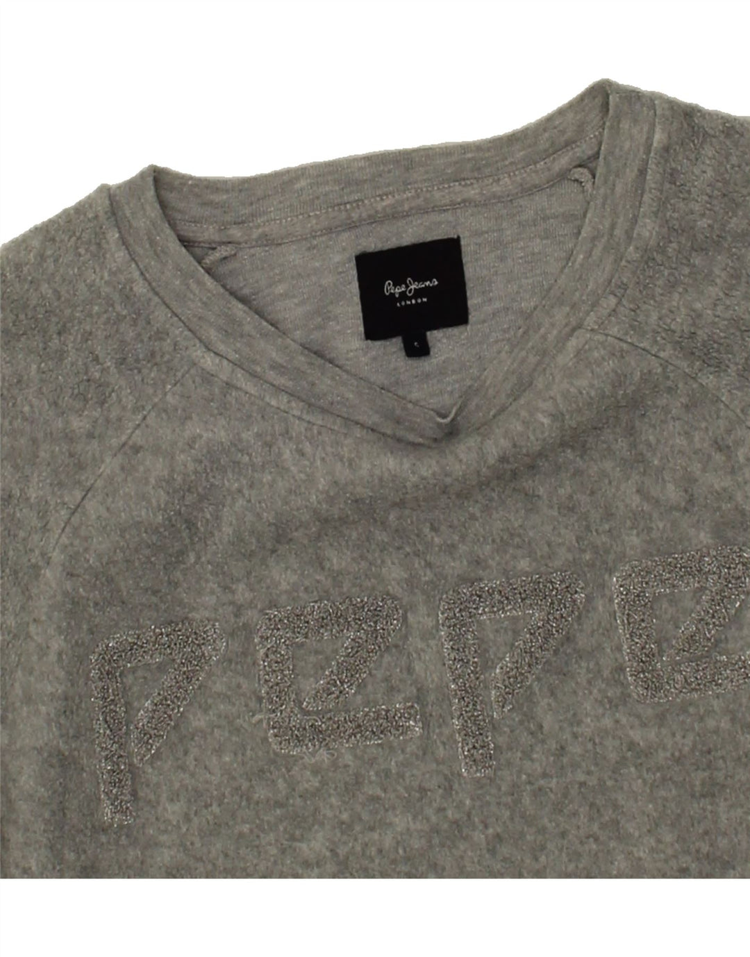 PEPE JEANS Womens Graphic Sweatshirt Jumper UK 10 Small Grey Cotton Vintage PEPE Jeans and Second-Hand PEPE Jeans from Messina Hembry 