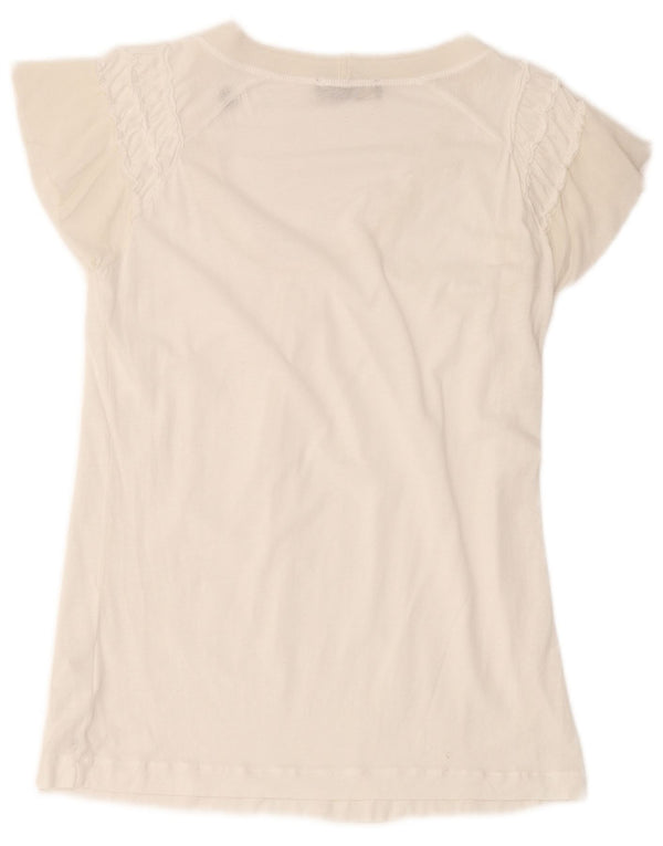 Trussardi Camiseta feminina regular de manga curta Top UK 10 Small White Lyocell