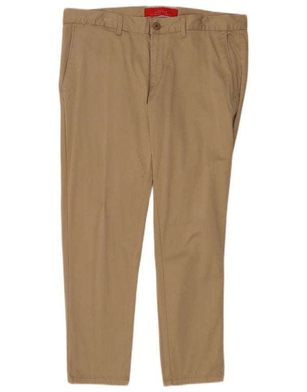 Zara Calça masculina slim cortada UE 42 grande W32 L26 algodão bege