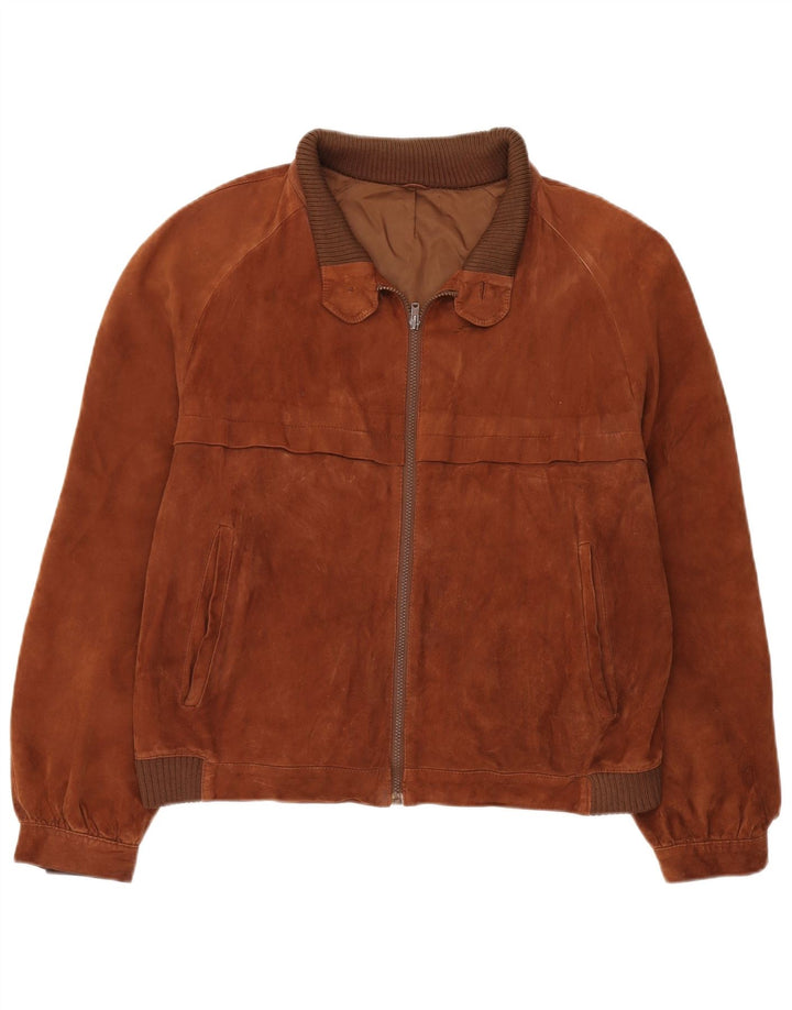 Jaqueta bomber masculina vintage em camurça IT 52 XL couro marrom